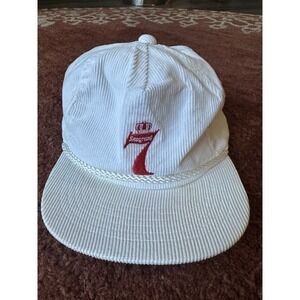 VINTAGE Seagrams‎ 7 Crown Whiskey 80s White Corduroy Snapback Hat RARE Flawed